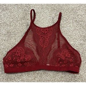 Victorias Secret Lace Halter Bralette Bra Size Small Dark Red Body By Victoria